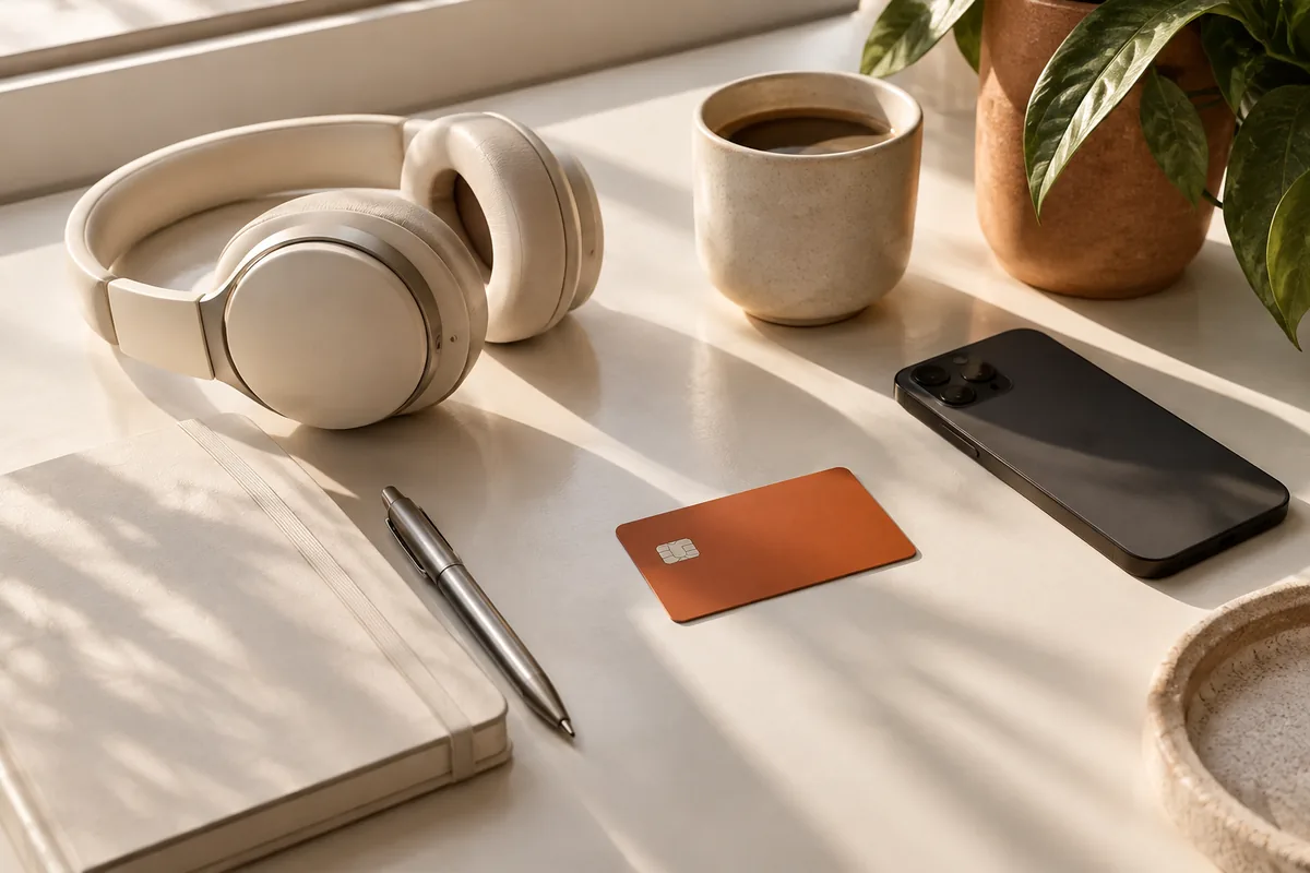 Illustration of headphones and a phone representing recurring subscription spending
